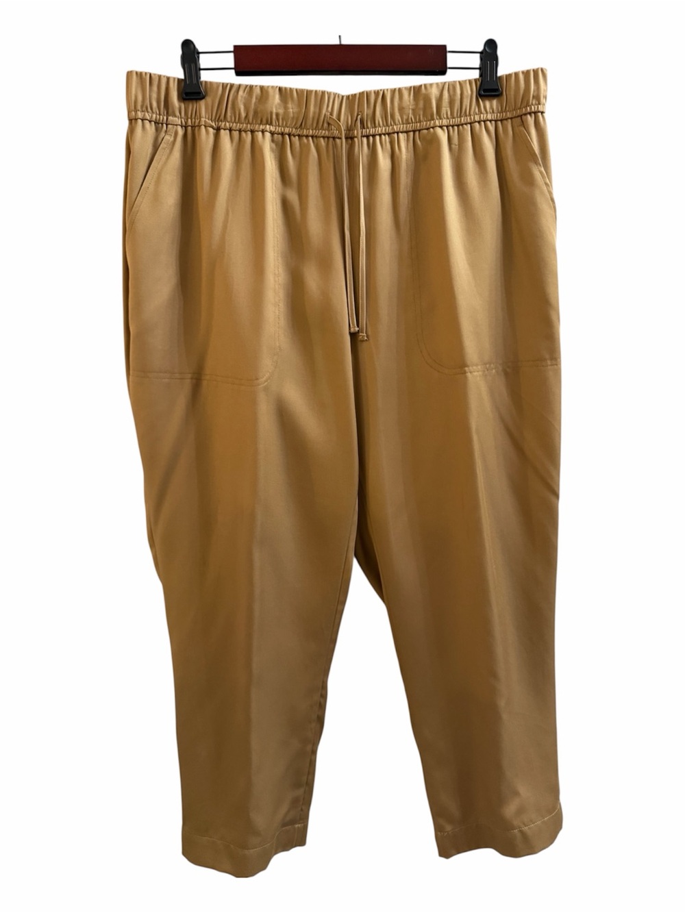 CROFT & BARROW, Tan Khaki Flowy Pull On Straight Leg Relaxed Slacks + Drawstring